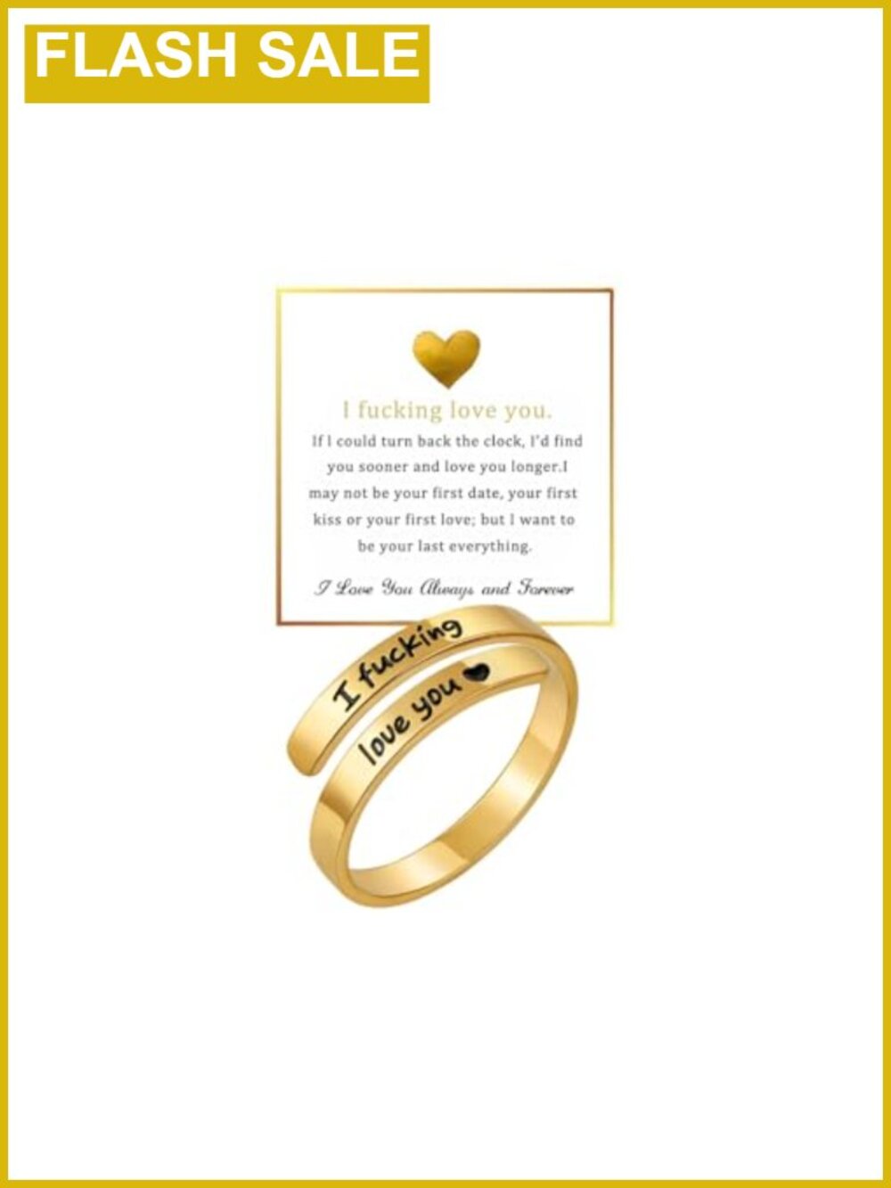 I Fcking Love You Ring Adjustable Stainless Steel Promise Ring for Women